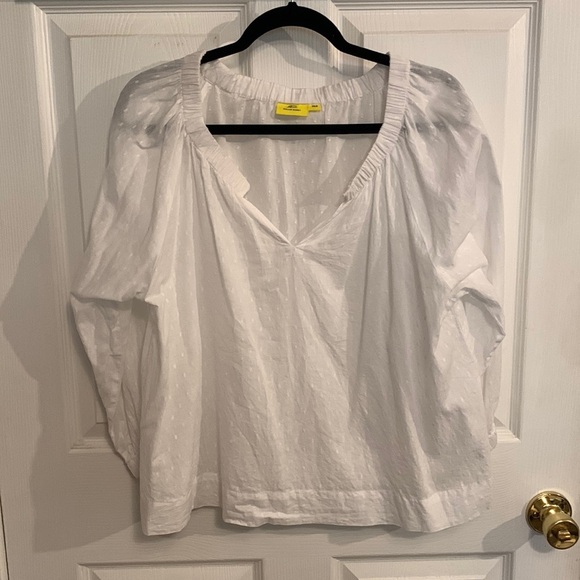 ROLLER RABBIT Women’s Peasant Dot V-Neck Loose Shirt With Puff Sleeves - Picture 1 of 14